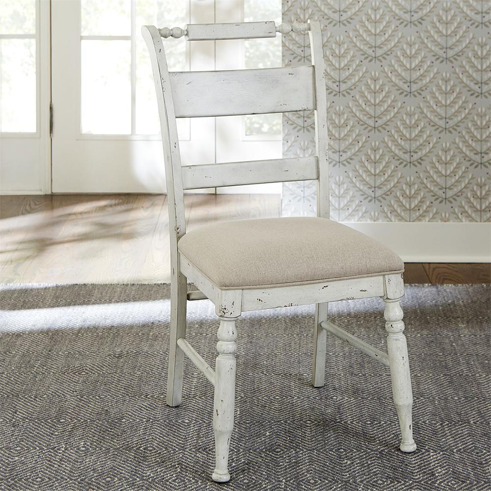 Whitney Slat Back Side Chair (RTA) in Antique Linen w/ Weathered Gray. Picture 2