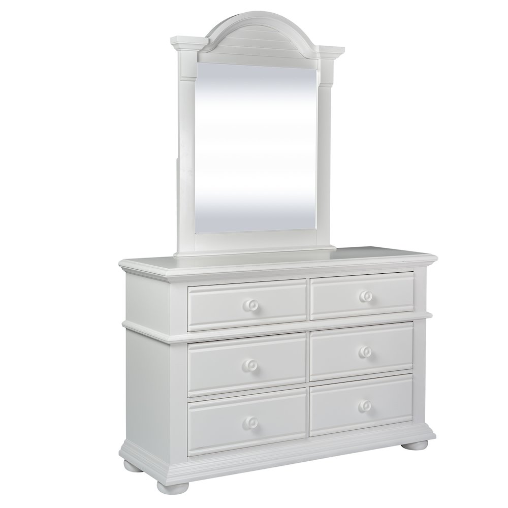Full Panel Bed, Dresser & Mirror in Pine Solids with Painted MDF & Wood Products. Picture 2