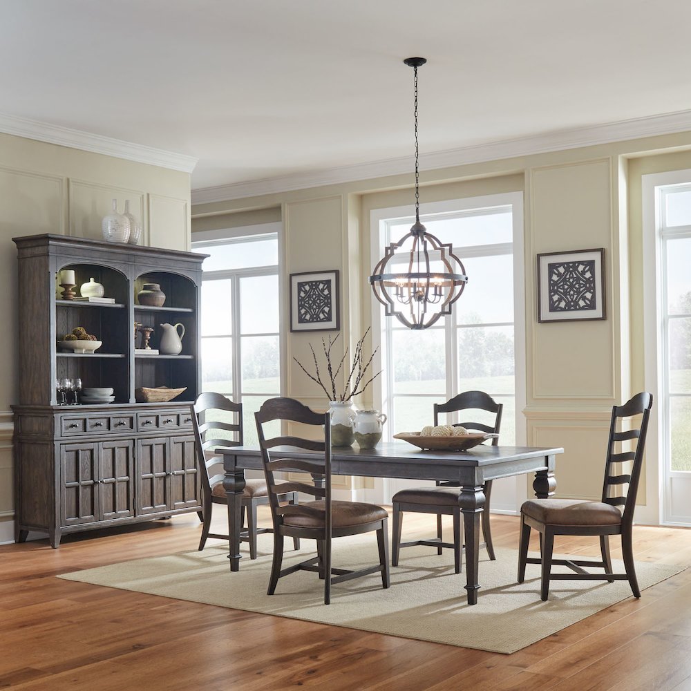 Paradise Valley 5 Piece Rectangular Table Set in Saddle Brown color. Picture 1