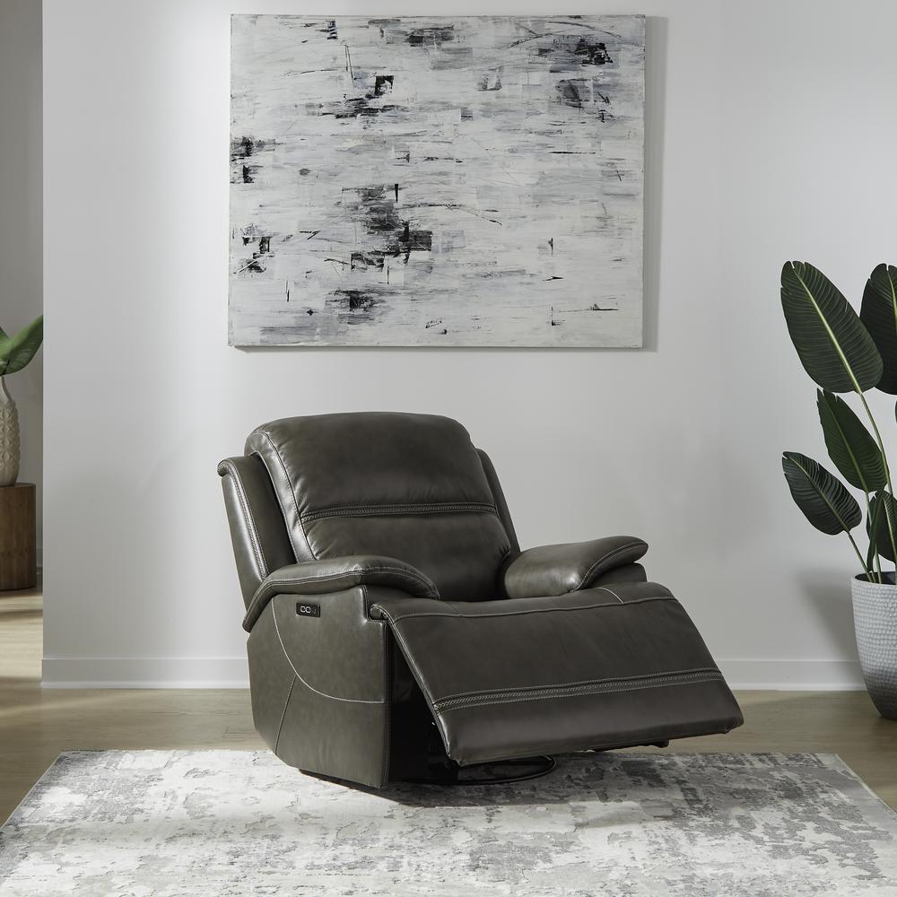 Bentley Power Recliner, Power Headrest and Zero Gravity in Graphite Gray Leather. Picture 1