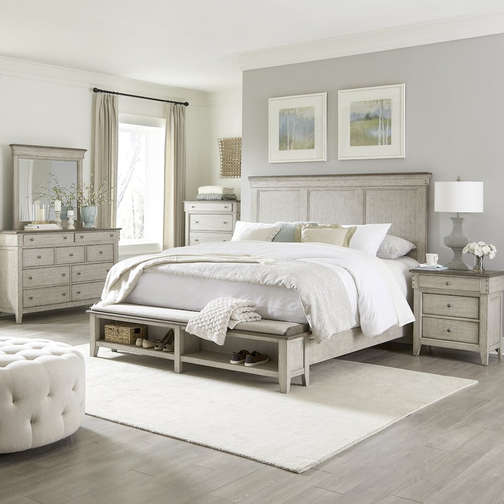 Ivy Hollow Queen Storage Bed, Dresser & Mirror, Chest, Night Stand. Picture 1