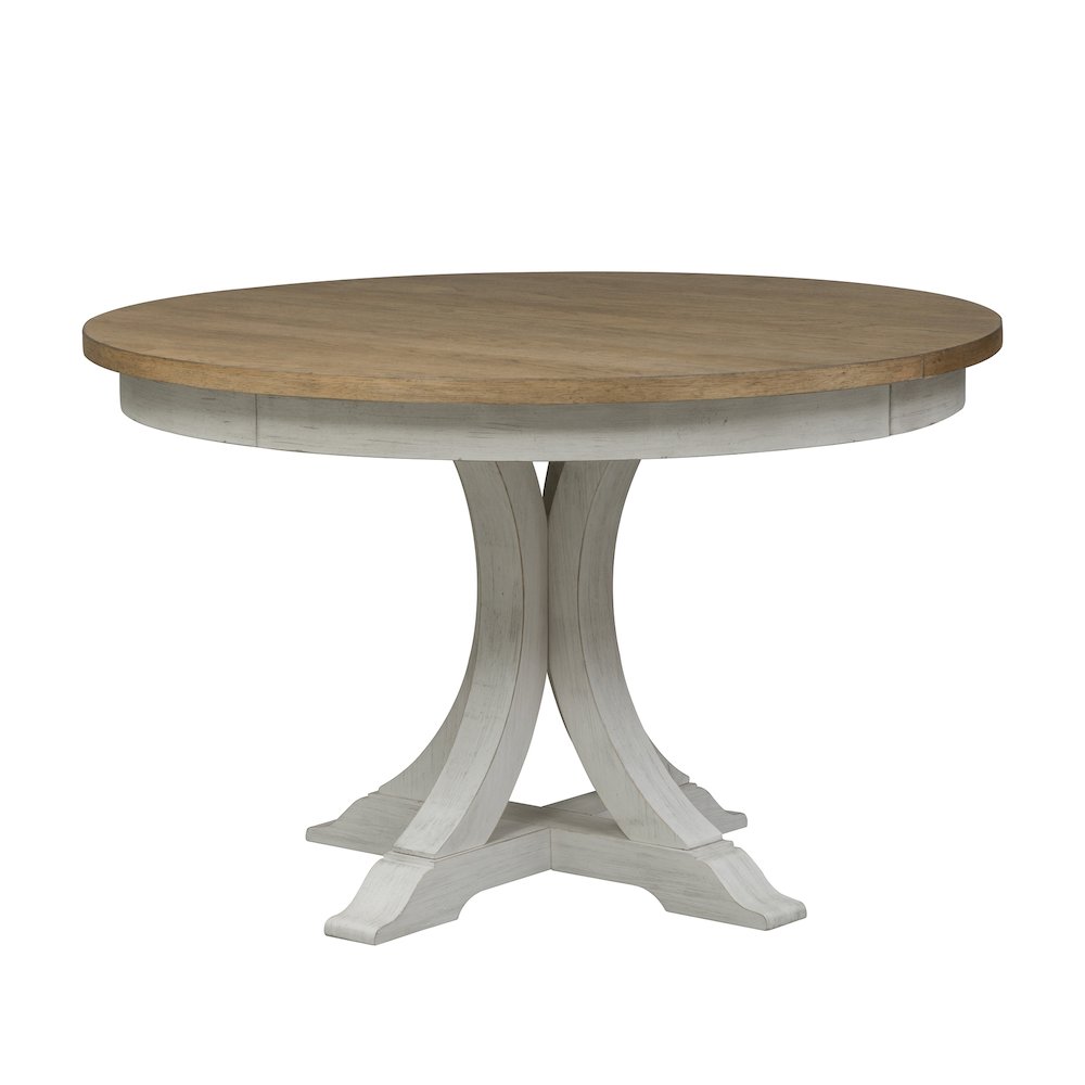 Pedestal Table in Rubberwood Solids with Hickory & Pine Veneers. Picture 3