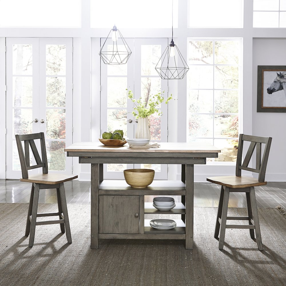 Lindsey Farm Kitchen Island in Rubberwood Solids & Veneers w/ MDF. Picture 6