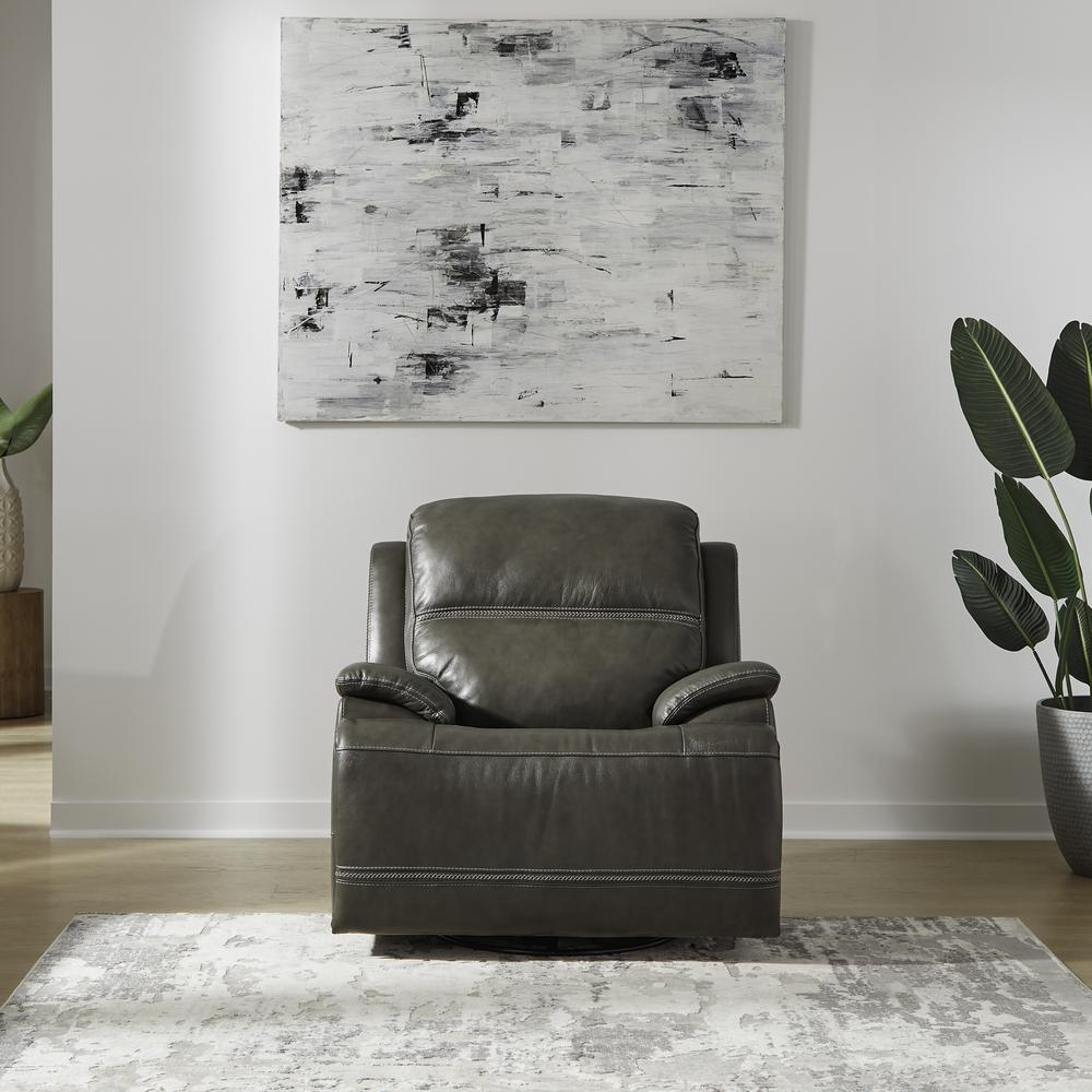 Bentley Power Recliner, Power Headrest and Zero Gravity in Graphite Gray Leather. Picture 4