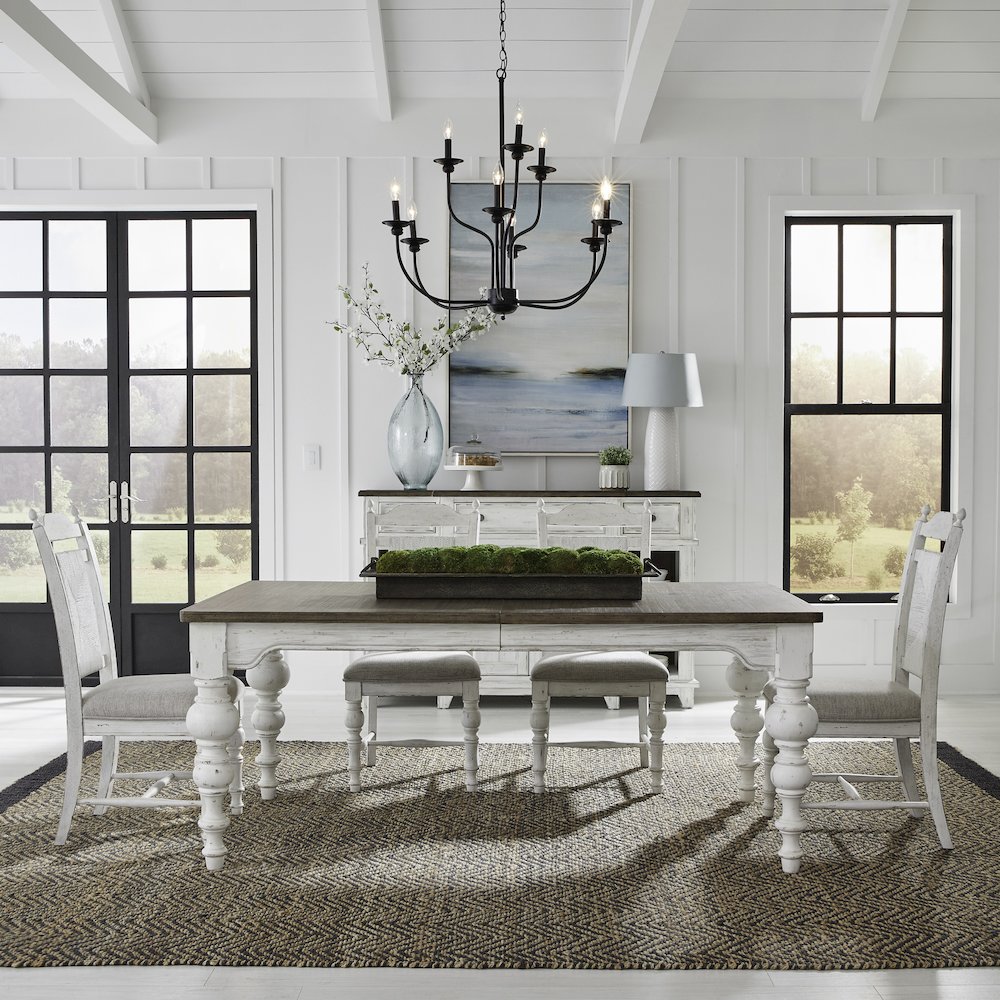 River Place 5 Piece Rectangular Table Set - Riverstone White & Tobacco. Picture 1