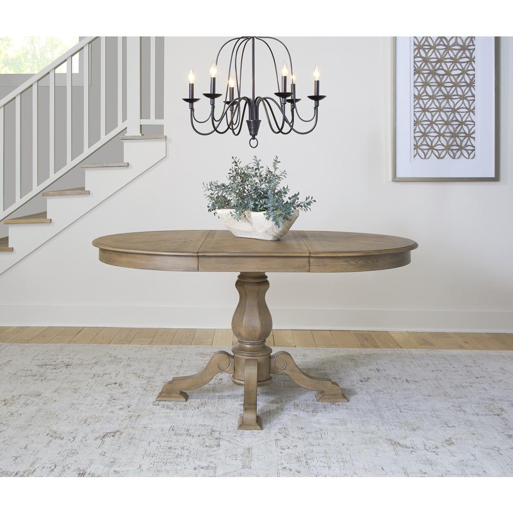 Magnolia Manor Pedestal Table Set in Weathered Bisque. Picture 2