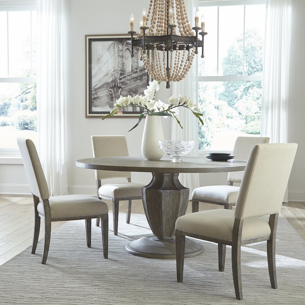Westfield 5 Piece Pedestal Table Set in Havana Brown color. Picture 1