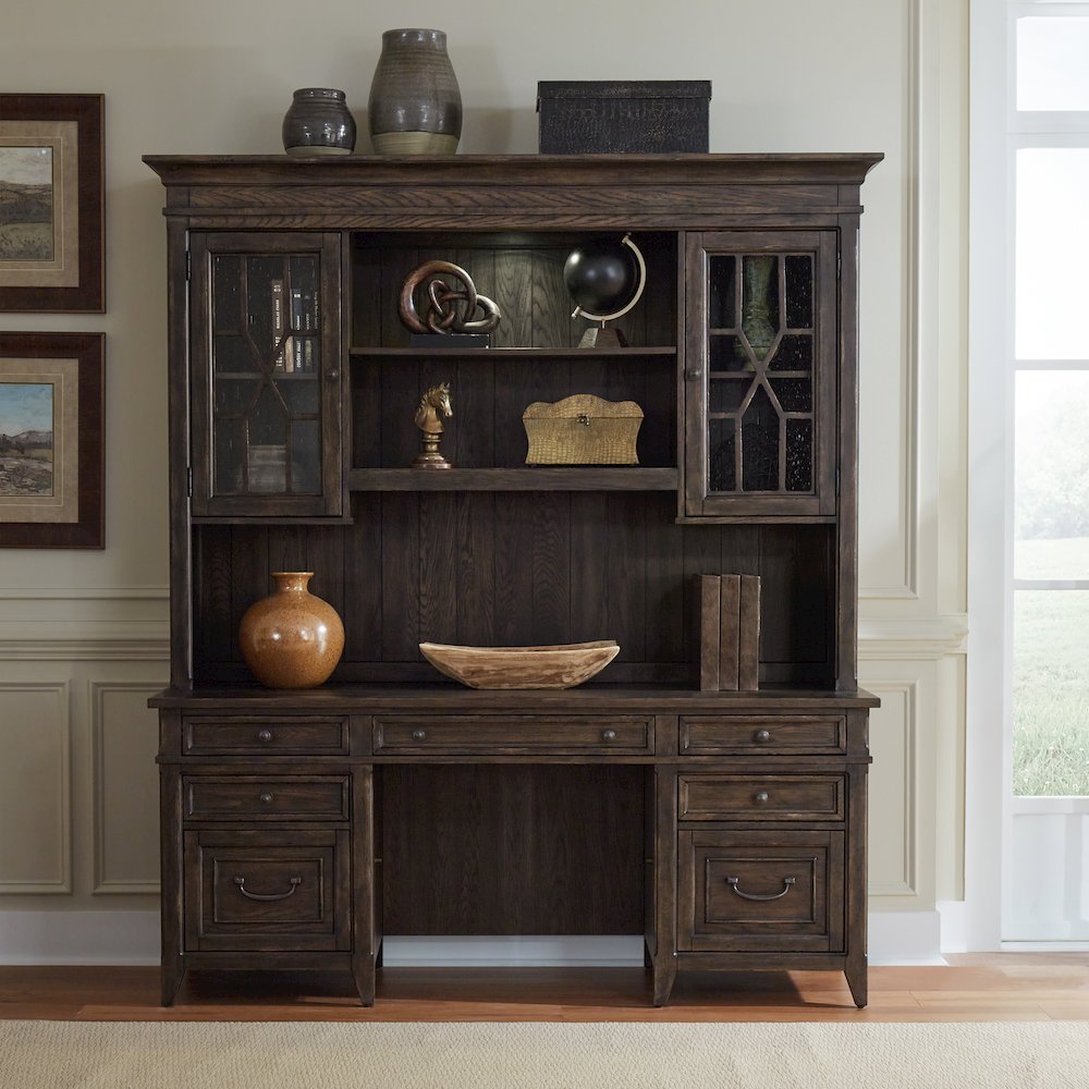 Credenza & Hutch in Rubberwood Solids w/ Split Heart White Oak Veneers. Picture 10
