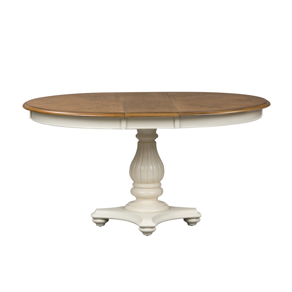 Pedestal Table Set in Rubberwood Solids & White Oak Veneers. Picture 1