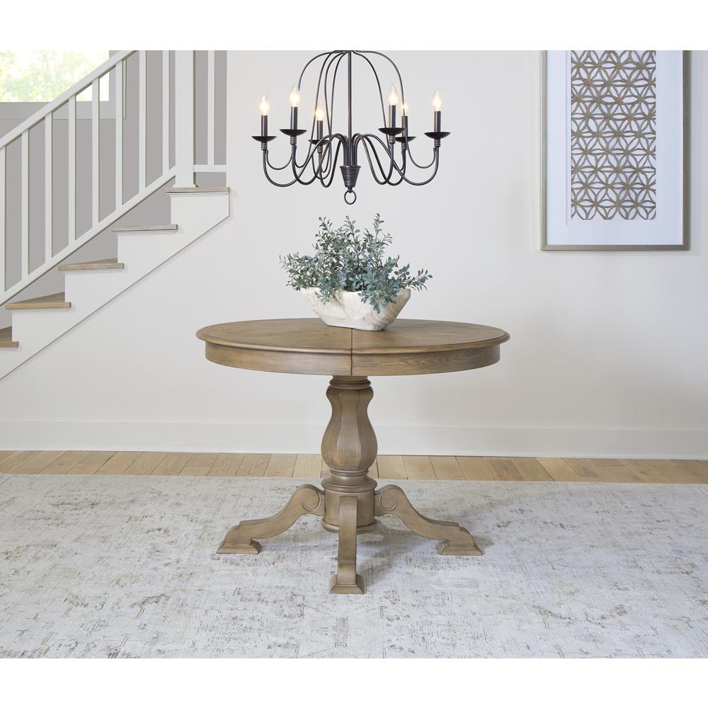Magnolia Manor Pedestal Table Set in Weathered Bisque. Picture 3