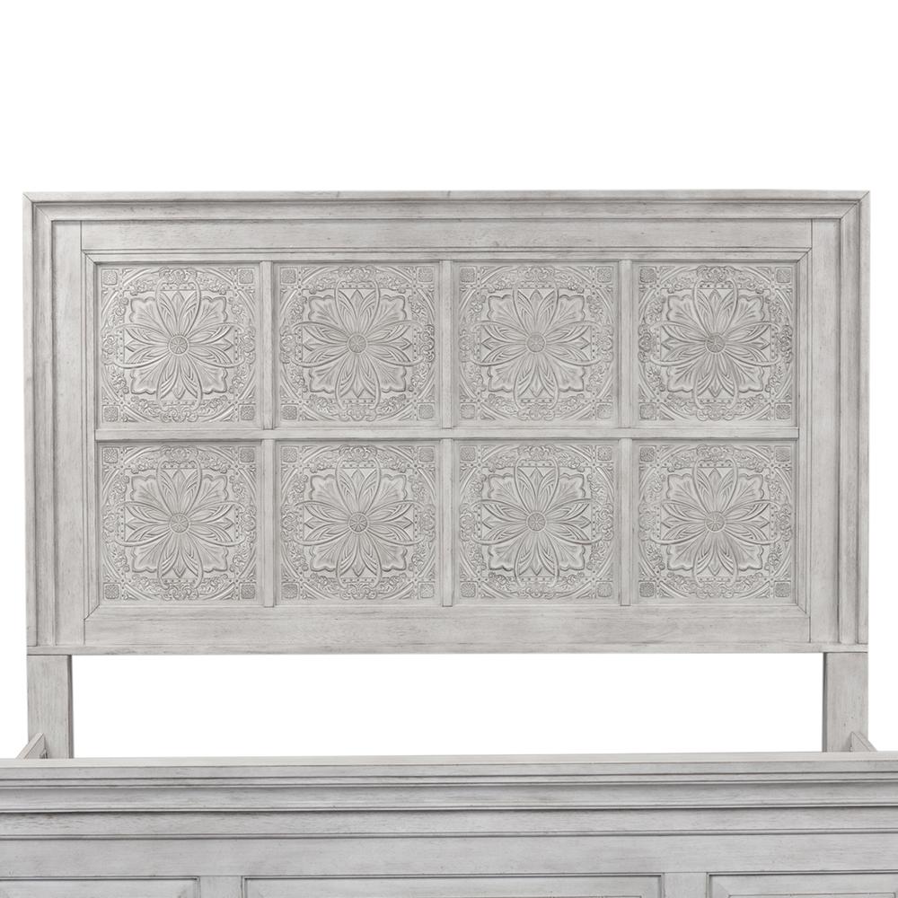 Heartland Queen Decorative Panel Headboard in Antique White w/ Tobacco Top. Picture 1