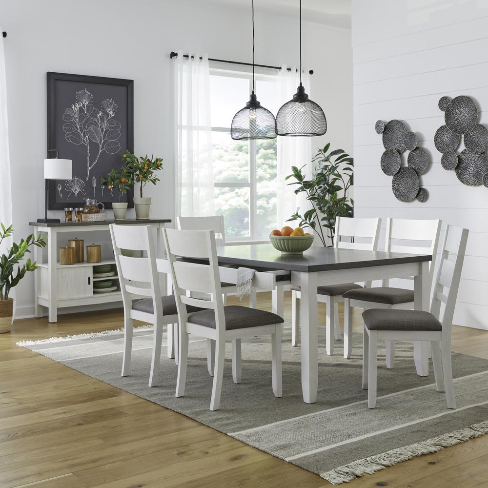 Brook Bay Optional 7 Piece Leg Table Set with Hidden Drawers in White. Picture 10