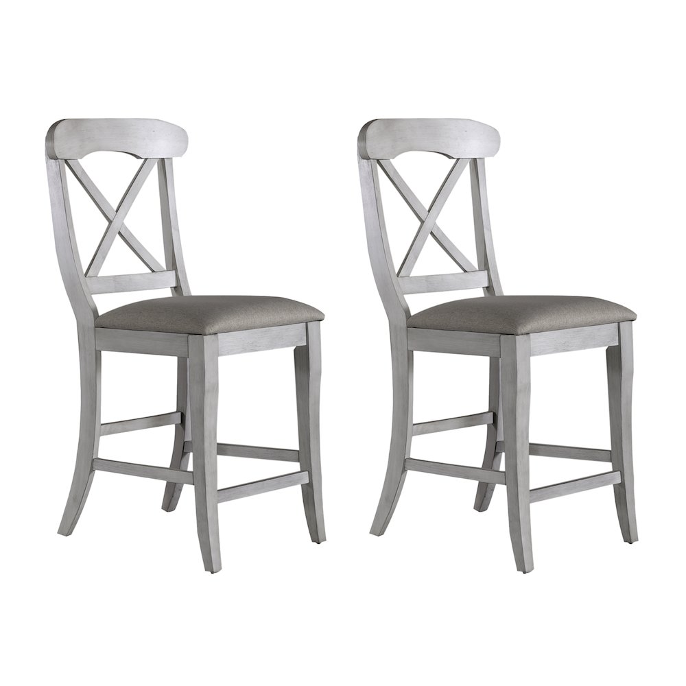 Uph X Back Counter Chair (RTA) - Set of 2 in Rubberwood Solids w/ Pine Veneers. Picture 1