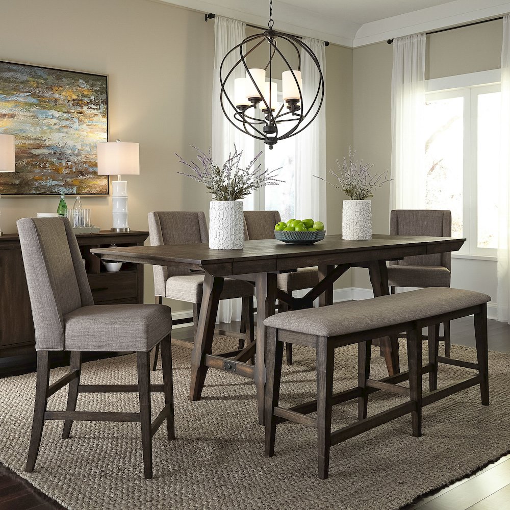 Opt 6 Piece Gathering Table Set in Rubberwood Solids and Acacia Veneers. Picture 13