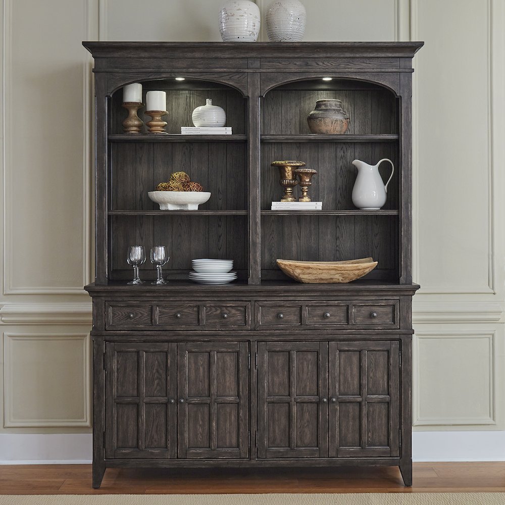 Hutch & Buffet in Rubberwood Solids & Split Heart White Oak Veneers. Picture 6