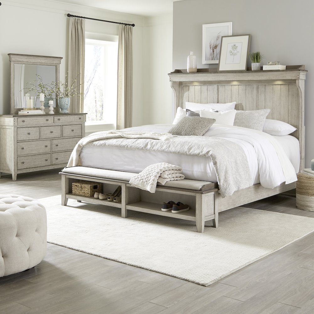 Ivy Hollow King Mantle Storage Bed, Dresser & Mirror. Picture 1