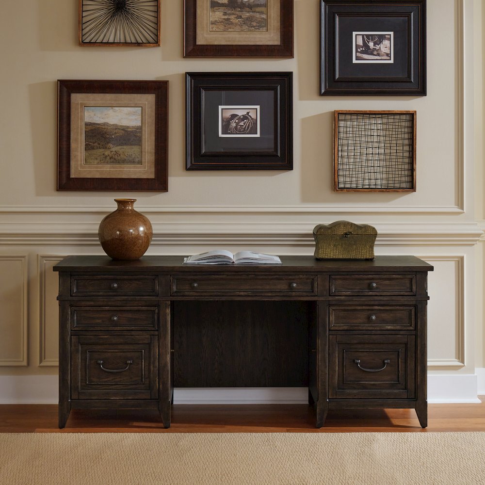 Executive Credenza in Rubberwood Solids w/ Split Heart White Oak Veneers. Picture 13