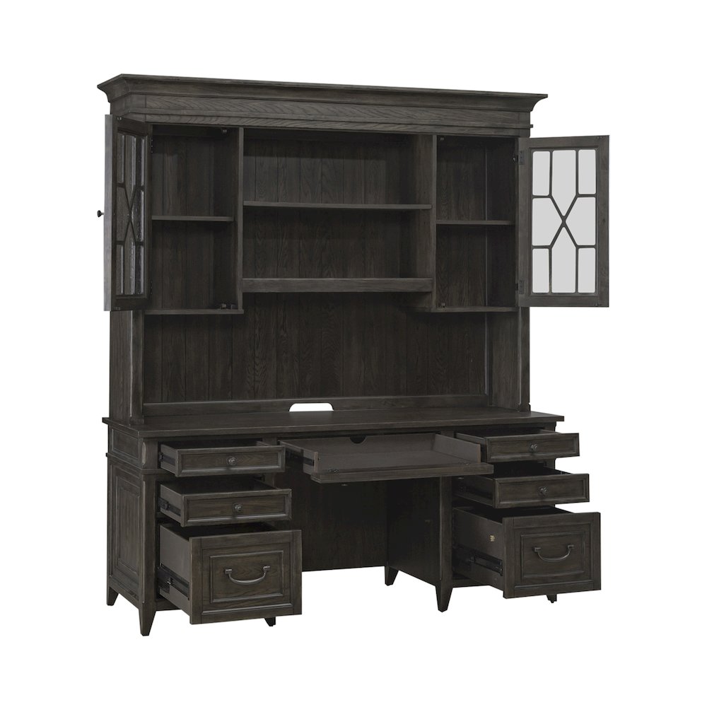 Credenza & Hutch in Rubberwood Solids w/ Split Heart White Oak Veneers. Picture 8