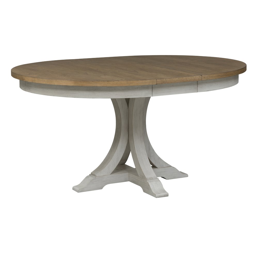 Pedestal Table in Rubberwood Solids with Hickory & Pine Veneers. Picture 1