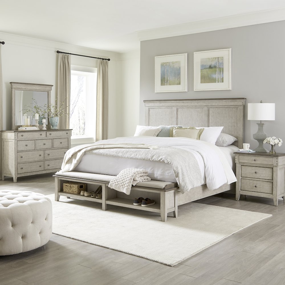 Ivy Hollow King Storage Bed, Dresser & Mirror, Night Stand. Picture 1