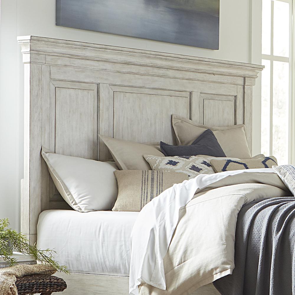 Heartland Queen Panel Headboard in Antique White w/ Tobacco Top. Picture 2
