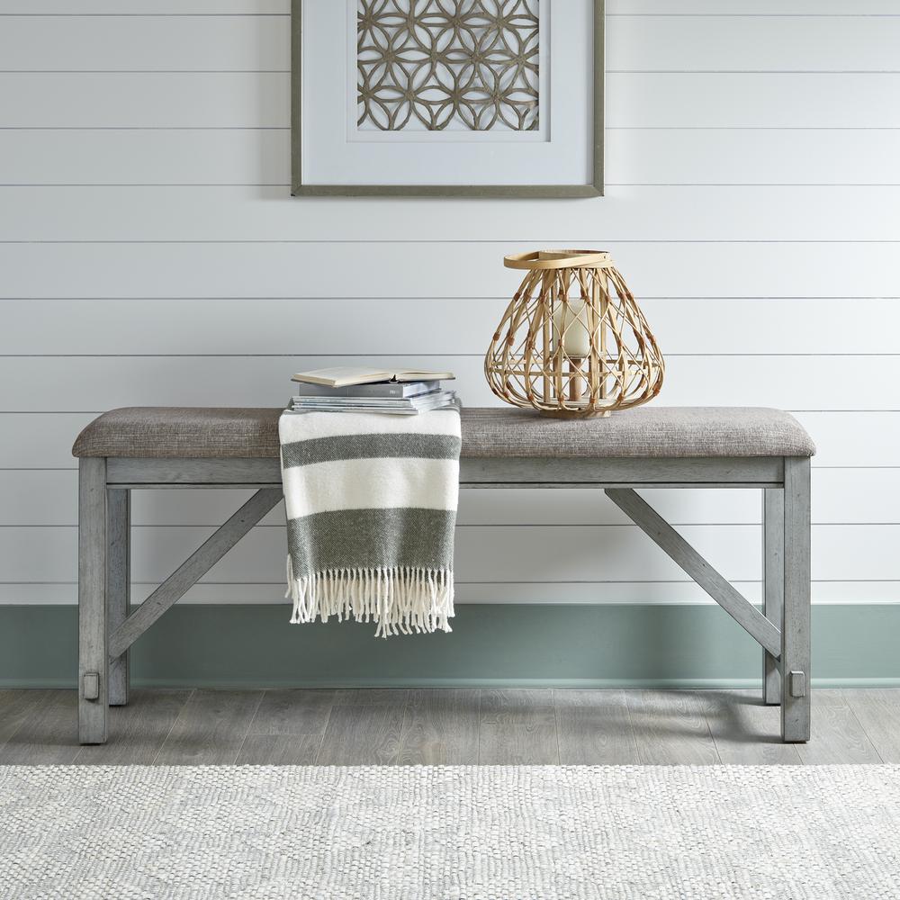 Counter Height Dining Bench Transitional Grey. Picture 3