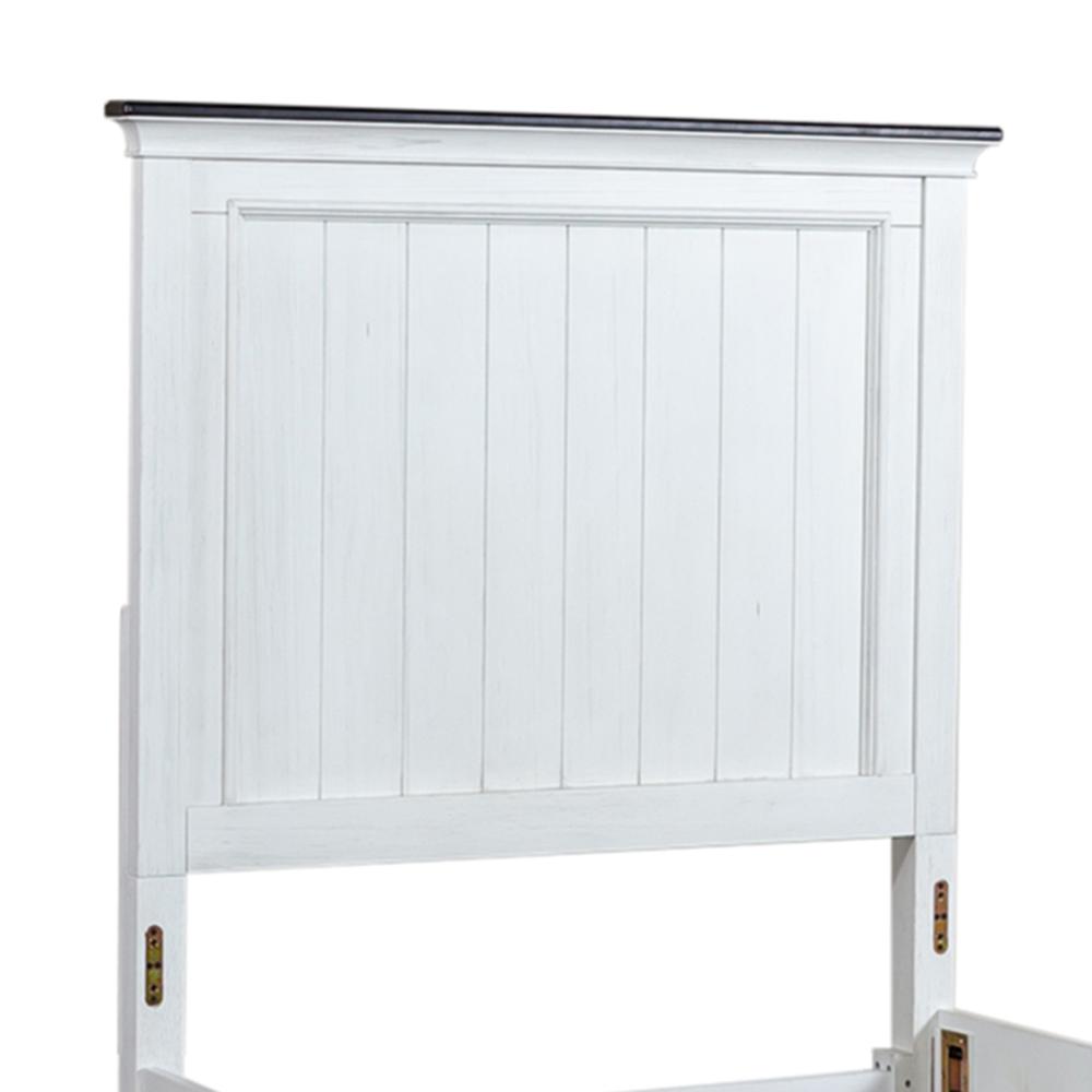 Allyson Park Twin Panel Headboard in Wirebrushed White w/ Charcoal Top. Picture 1