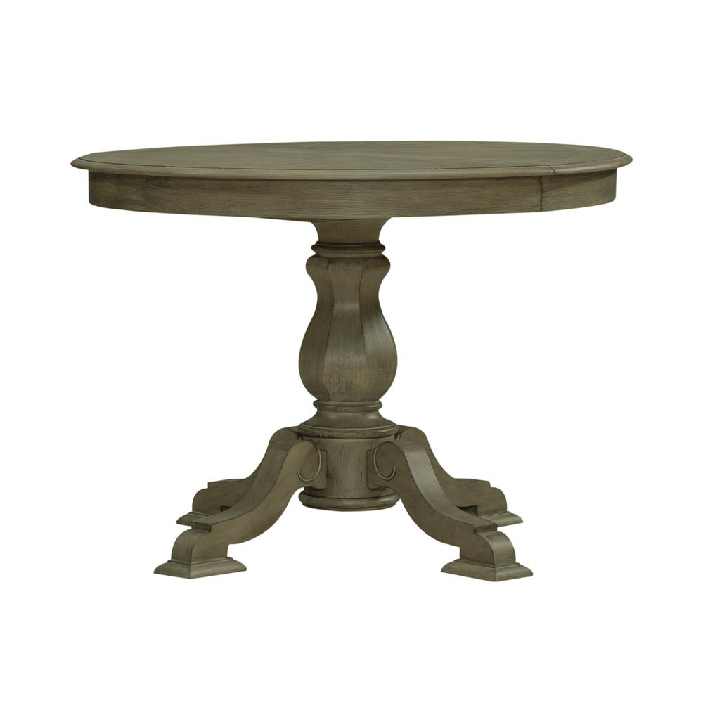 Magnolia Manor Pedestal Table Set in Weathered Bisque. Picture 1