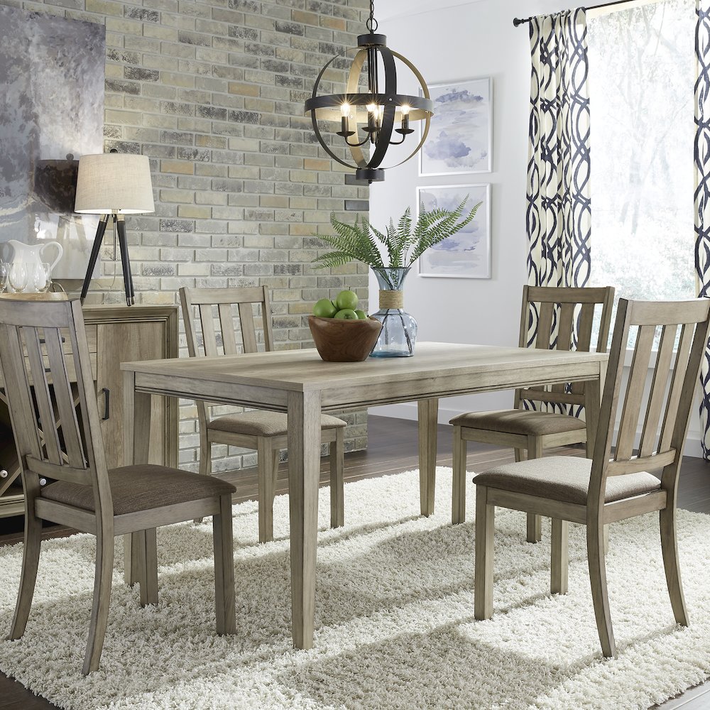 Sun Valley 5 Piece Leg Table Set in Rubberwood Solid Frame & Melamine. Picture 2