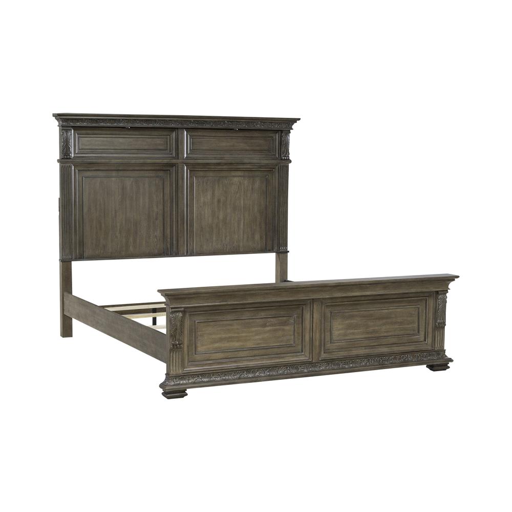 Carlisle Court King Panel Bed - Chestnut with Gray Dusty Wax Finish. Picture 1
