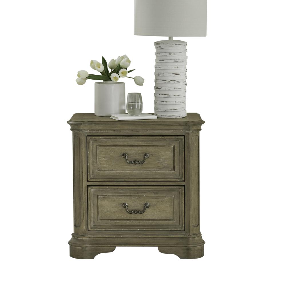 Magnolia Manor 2 Drawer Nightstand in Weathered Bisque. Picture 1