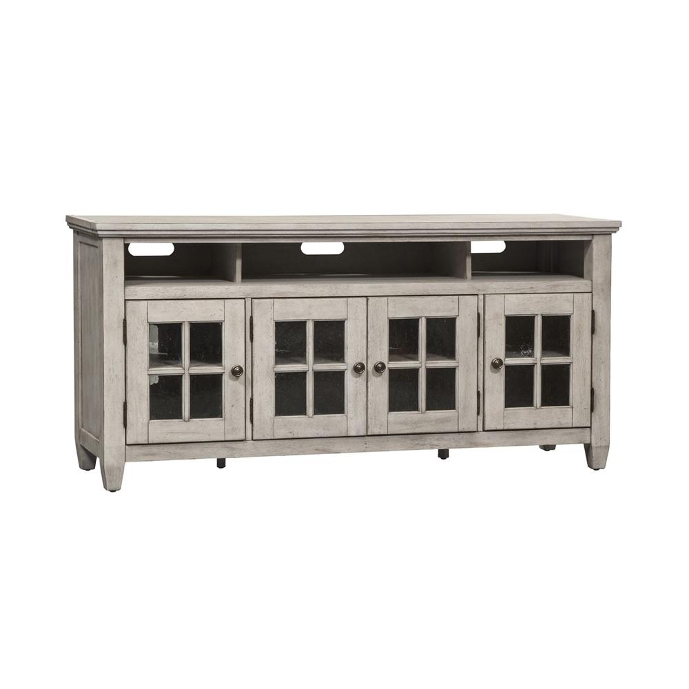 Heartland Entertainment TV Stand in Antique White w/ Tobacco Top. Picture 1