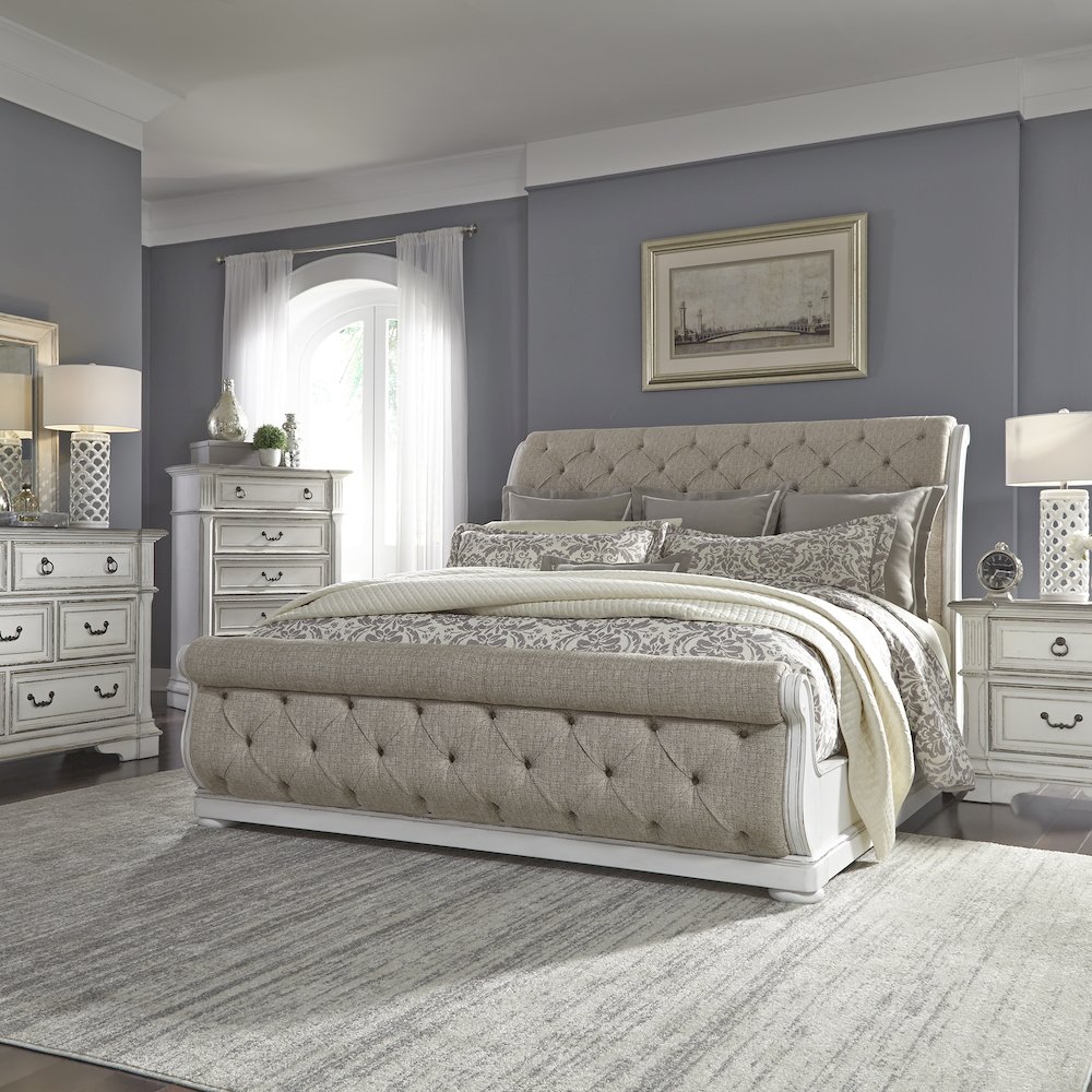 Abbey Park King California Sleigh Bed, Dresser & Mirror, Chest, Night Stand. Picture 2