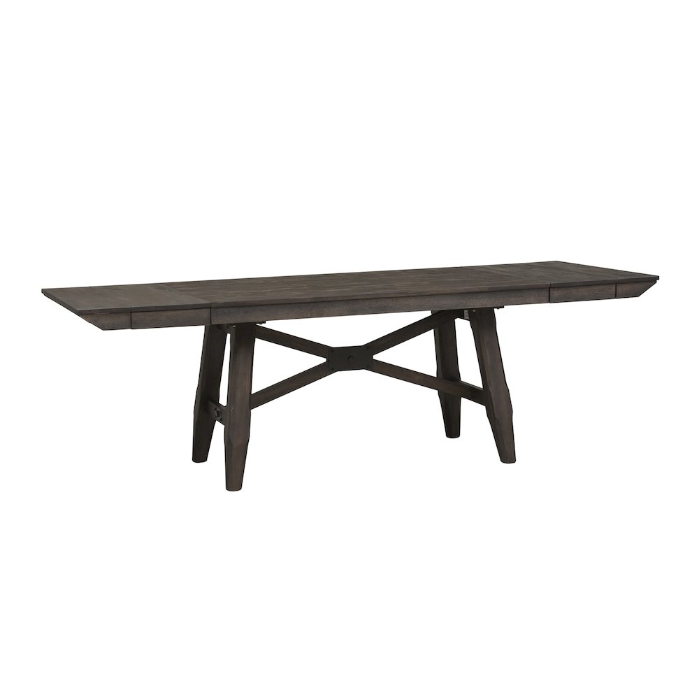 Optional 6 Piece Trestle Table Set in Rubberwood Solids and Acacia Veneers. Picture 6