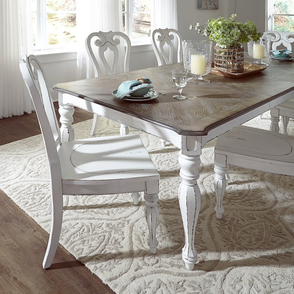 Opt 5 Piece Leg Table Set in Rubberwood Solids w/ White Oak & Birch Veneers. Picture 6