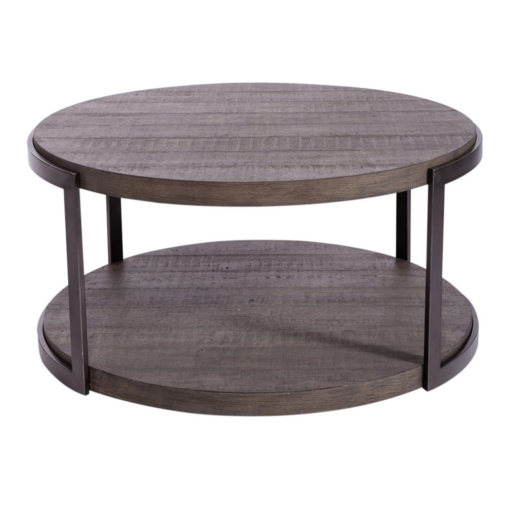 Modern View Round Cocktail Table in Gauntlet Gray. Picture 1