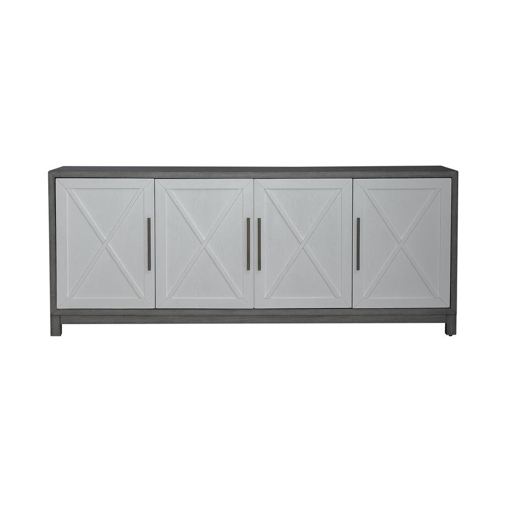 78 Inch TV Console Contemporary White in Two-Tone Shell White. Picture 2