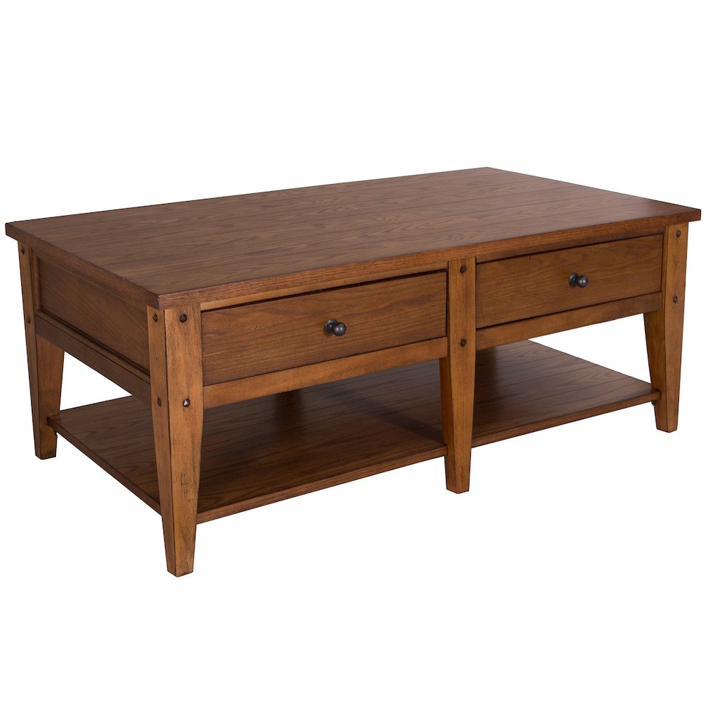 Lake House 3 Piece Set (1-Cocktail 2-End Tables) in Poplar Solids & Oak Veneers. Picture 2