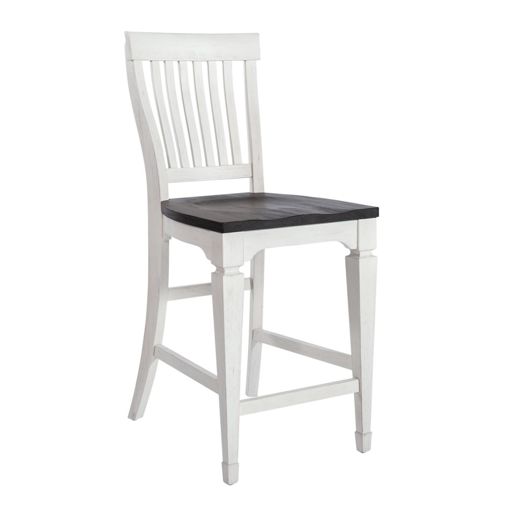 Allyson Park 5 Piece Gathering Table Set - Wirebrushed White w/ Charcoal Tops. Picture 2
