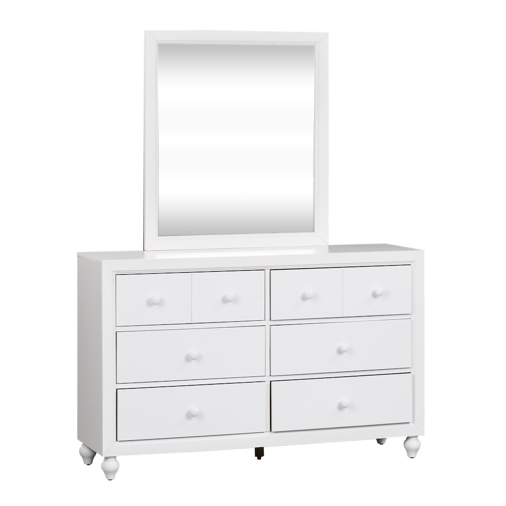 Full Panel Bed, Dresser & Mirror in Melamine & Rubberwood Solid Frame. Picture 1