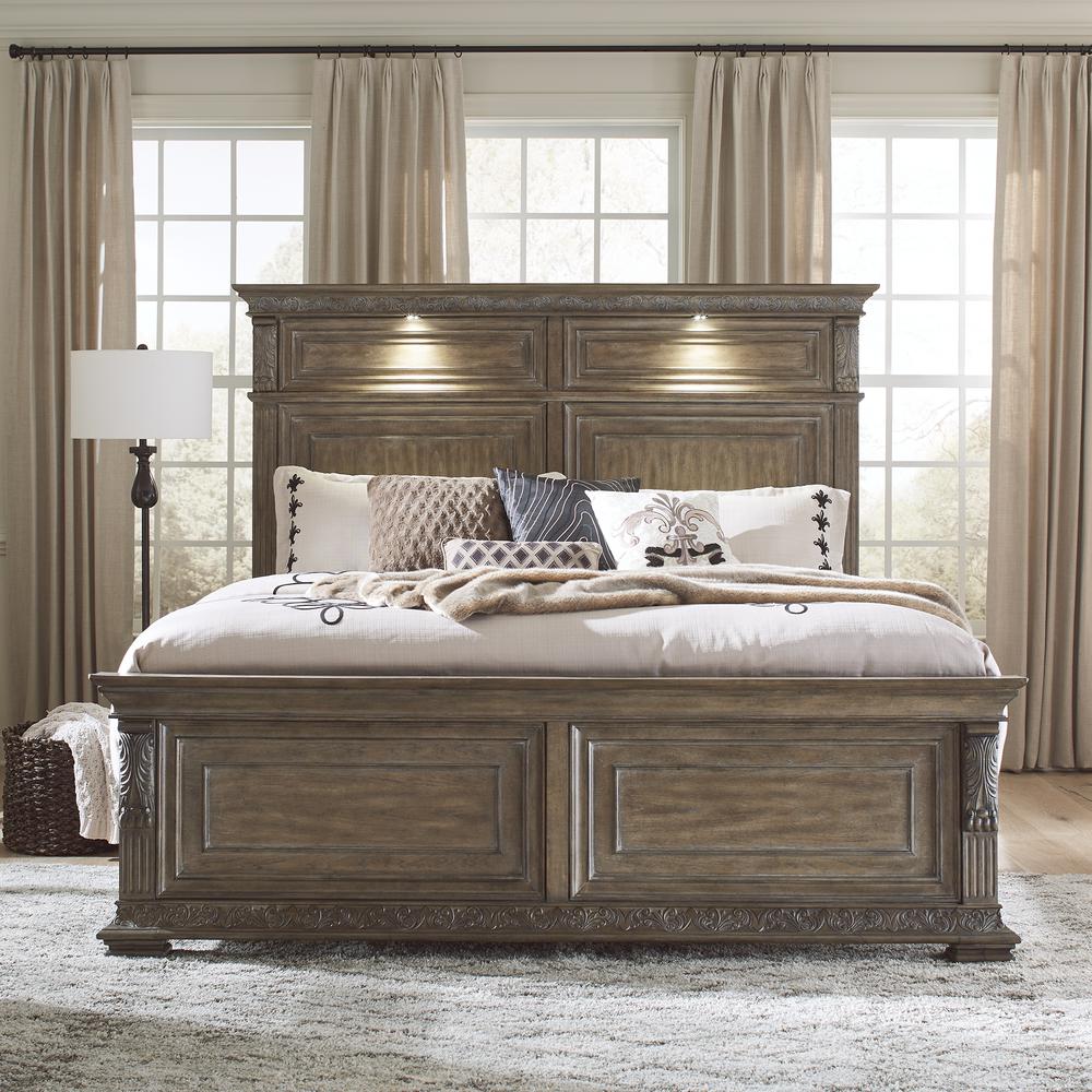 Carlisle Court King Panel Bed - Chestnut with Gray Dusty Wax Finish. Picture 8