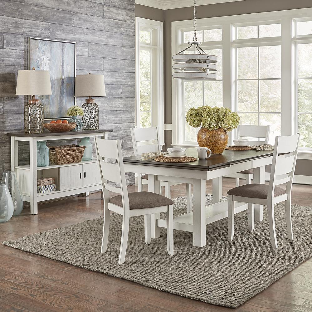 Brook Bay Optional 5 Piece Trestle Table Set in Textured White. Picture 9