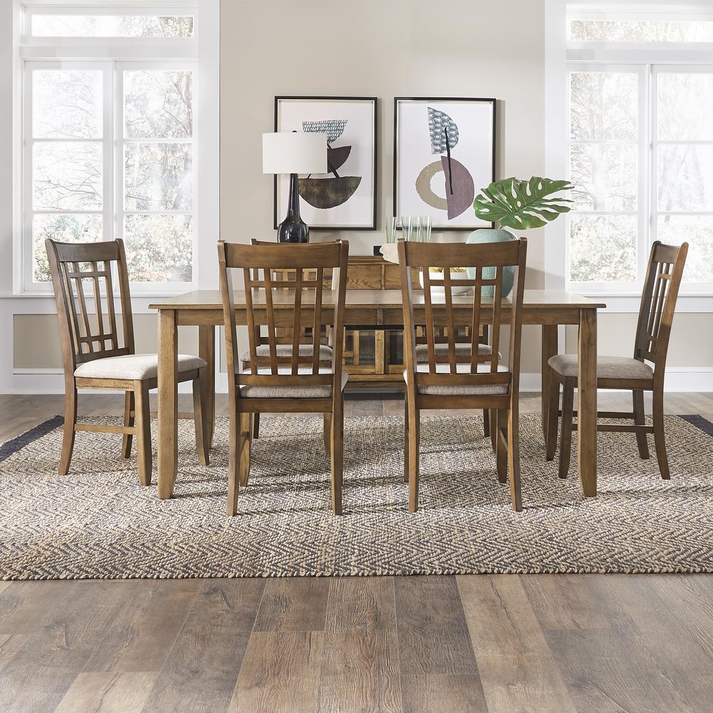 Santa Rosa 7 Piece Rectangular Table Set in Antique Honey. Picture 2