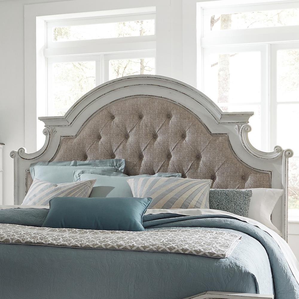 Magnolia Manor King Upholstered Panel Headboard in Antique White. Picture 2