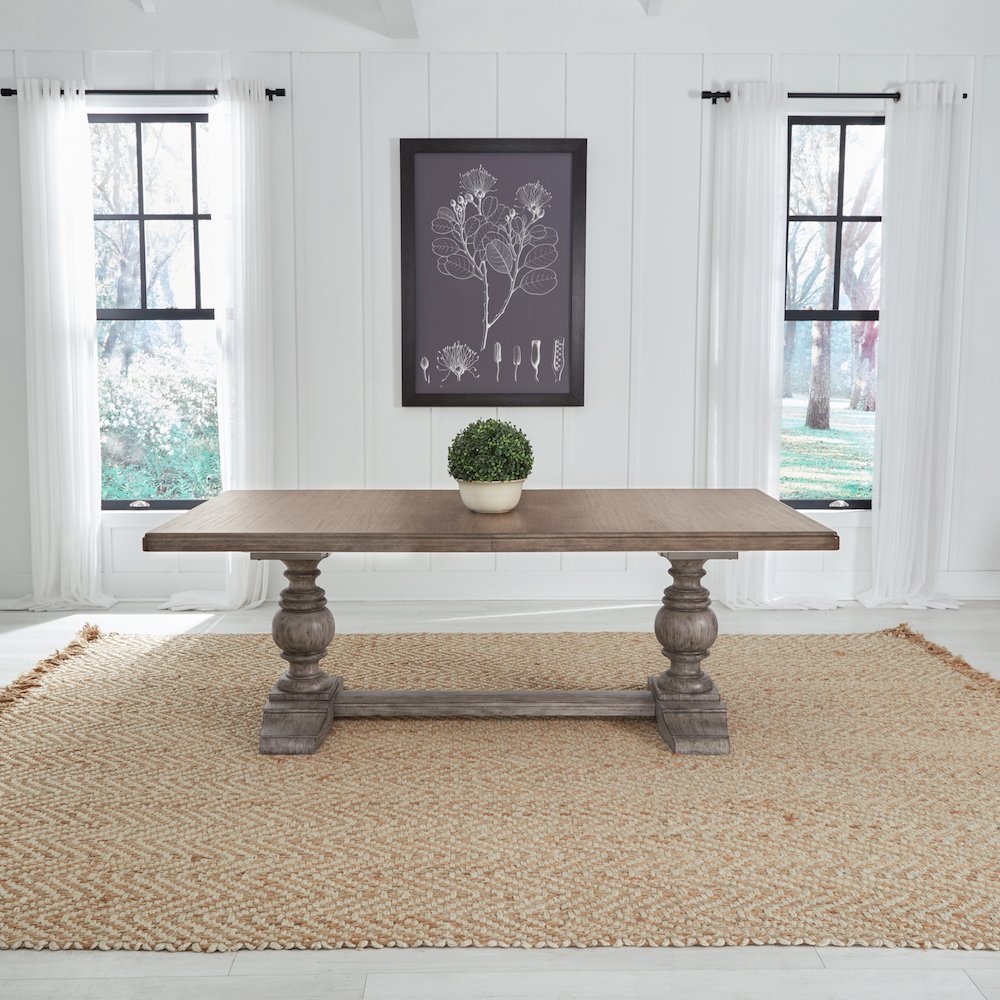 River Place Trestle Table Set in Pine Solids & Veneers. Picture 12