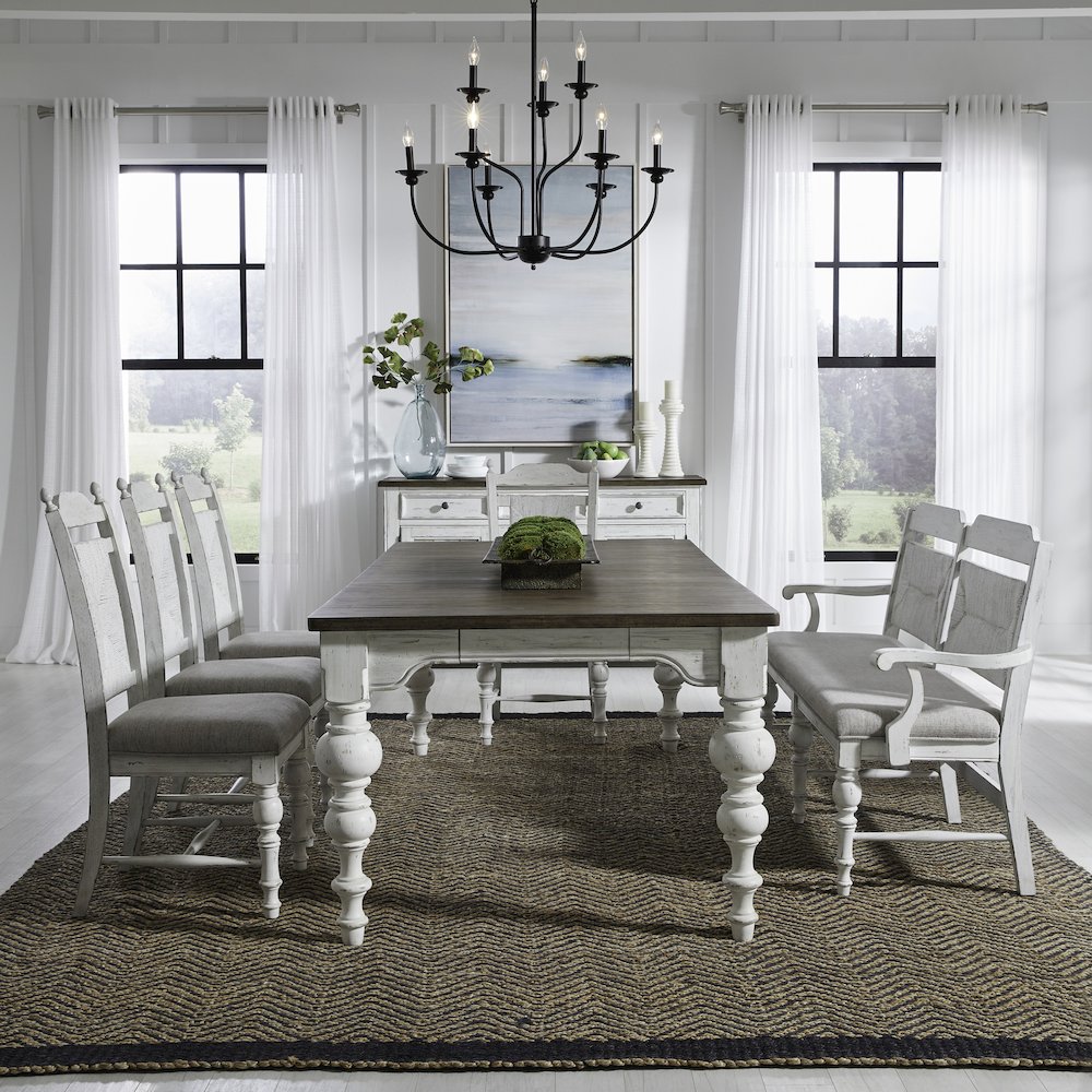 River Place 6 Piece Rectangular Table Set - Riverstone White & Tobacco. Picture 1