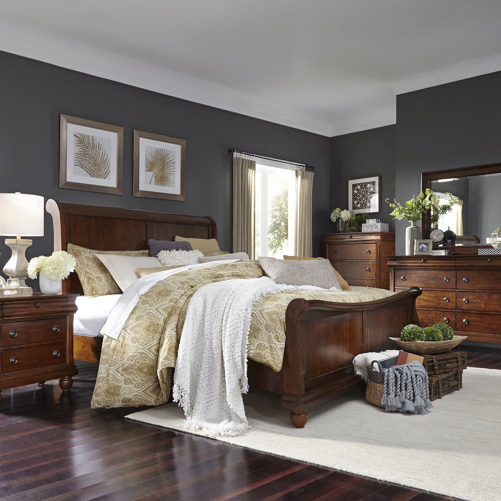 Rustic Traditions King Sleigh Bed, Dresser & Mirror, Chest, Night Stand. Picture 4