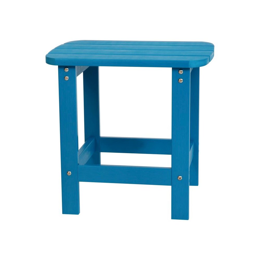 All-Weather Poly Resin Wood Adirondack Side Table in Blue. Picture 1
