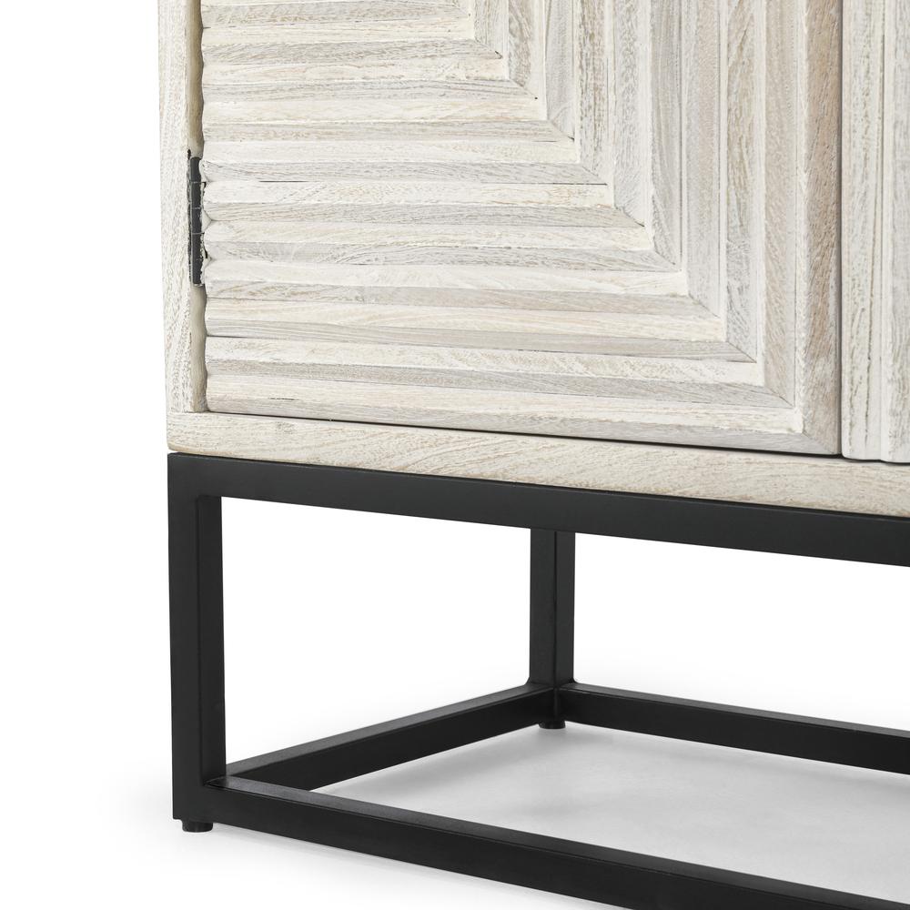 Flint Six-Door Mango Wood Sideboard in White Wash. Picture 9