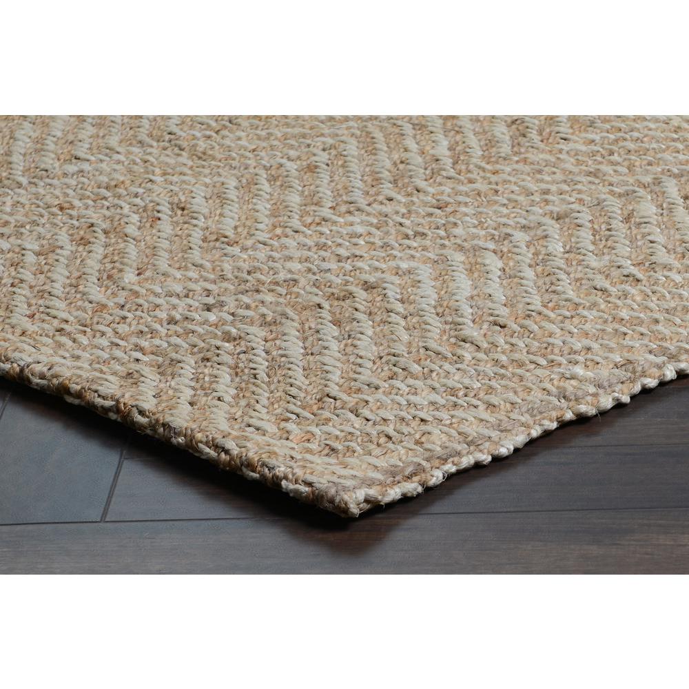 Chevron Hand-woven Jute Area Rug  Natural/Ivory 8X10. Picture 3
